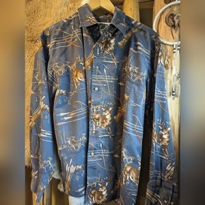 VINTAGE K Outdoors Long Sleeve Shirt w/Deer Print, Excellent Condition! Size XL
